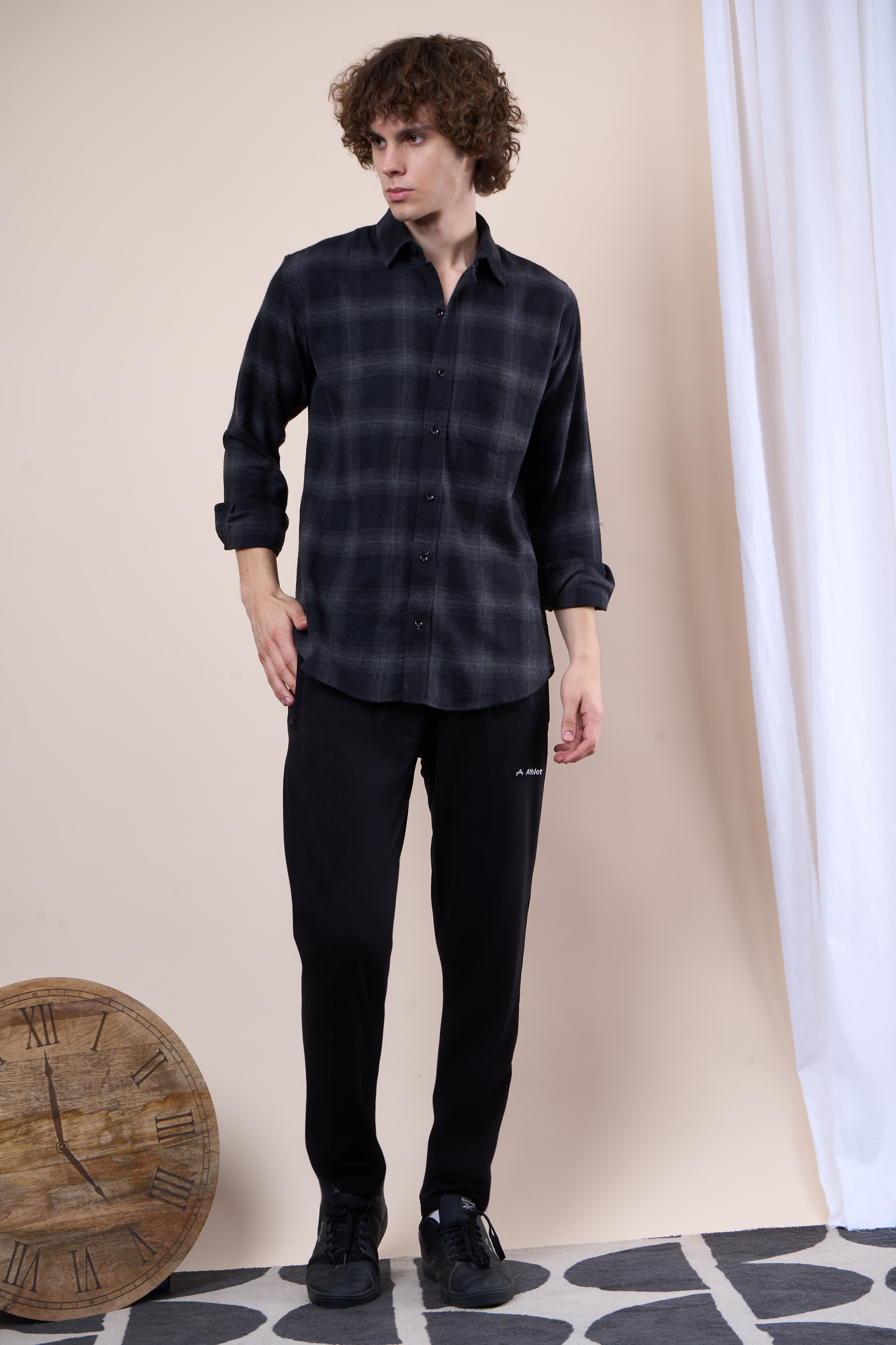 Black regular fit oxford shirt